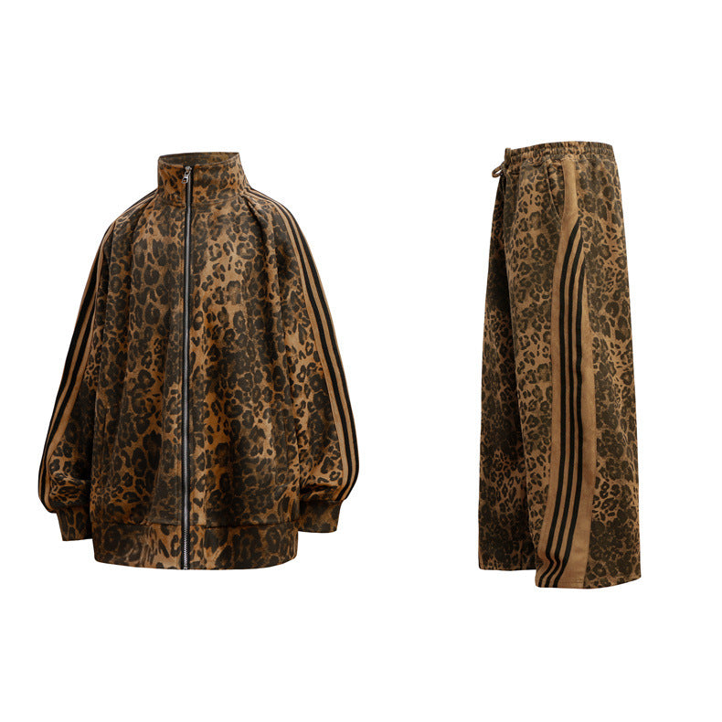 Women's Leopard Print 2-Pieces Retro Set