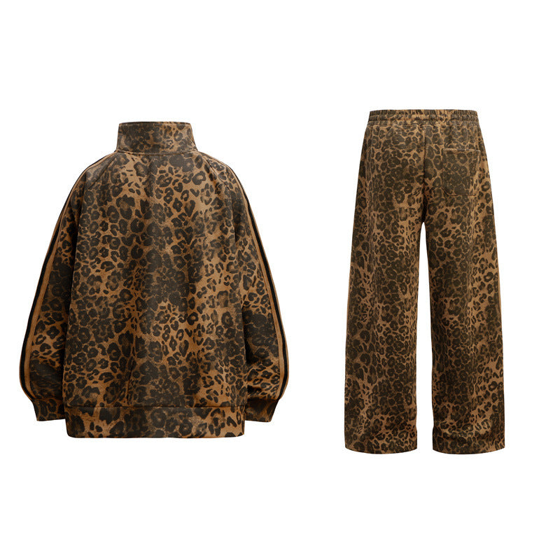 Women's Leopard Print 2-Pieces Retro Set