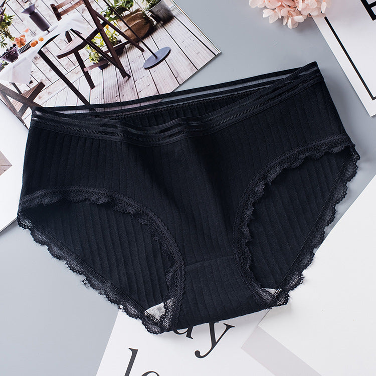 Women's Seamless Laced Mid Waist Briefs