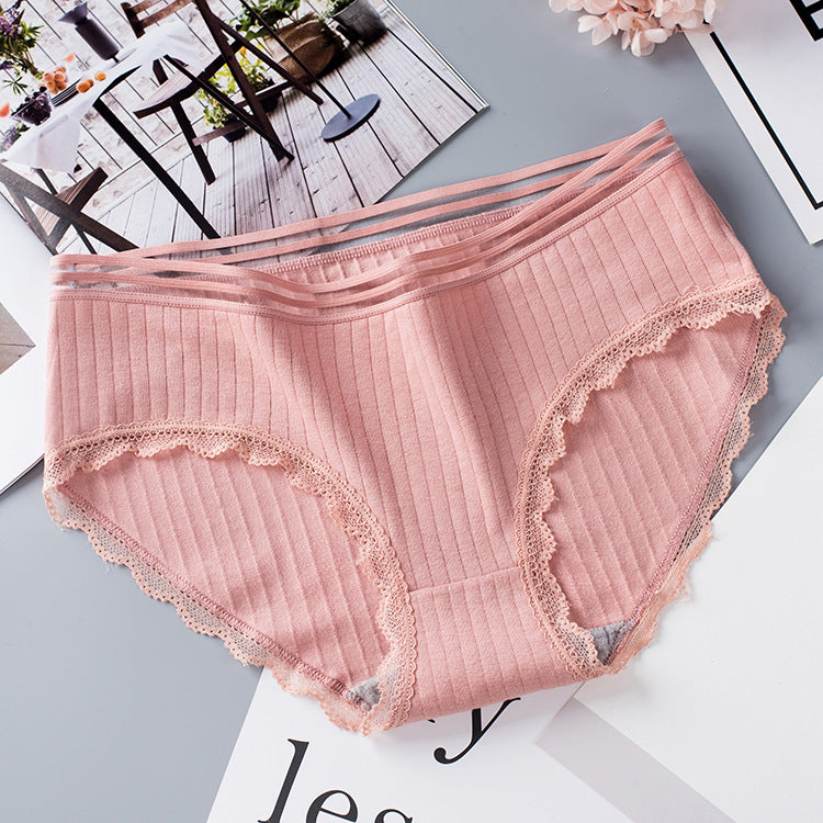 Women's Seamless Laced Mid Waist Briefs