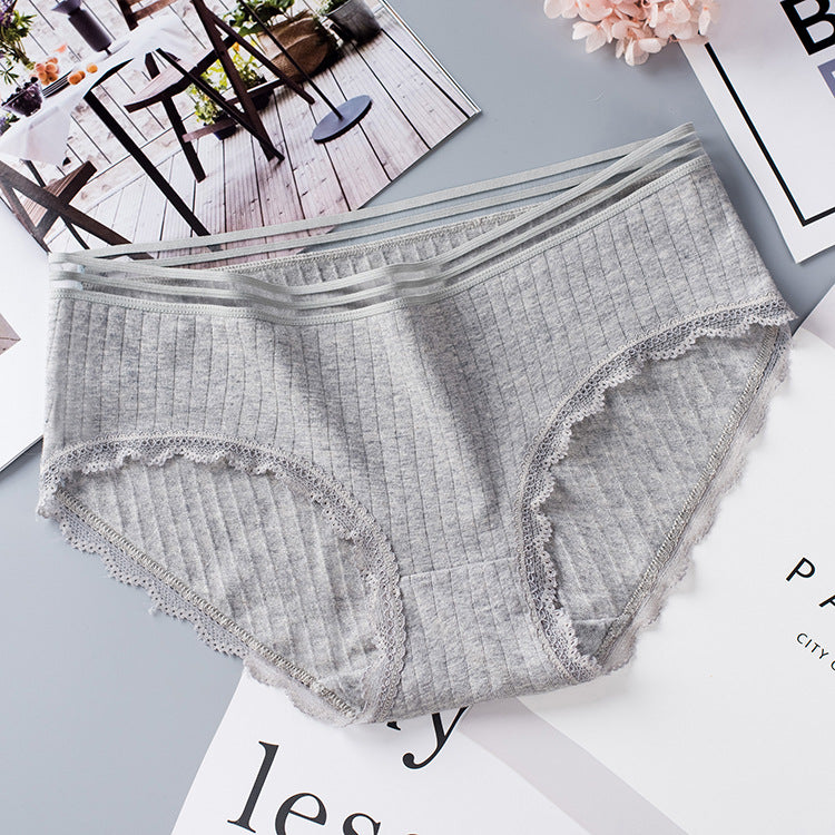 Women's Seamless Laced Mid Waist Briefs