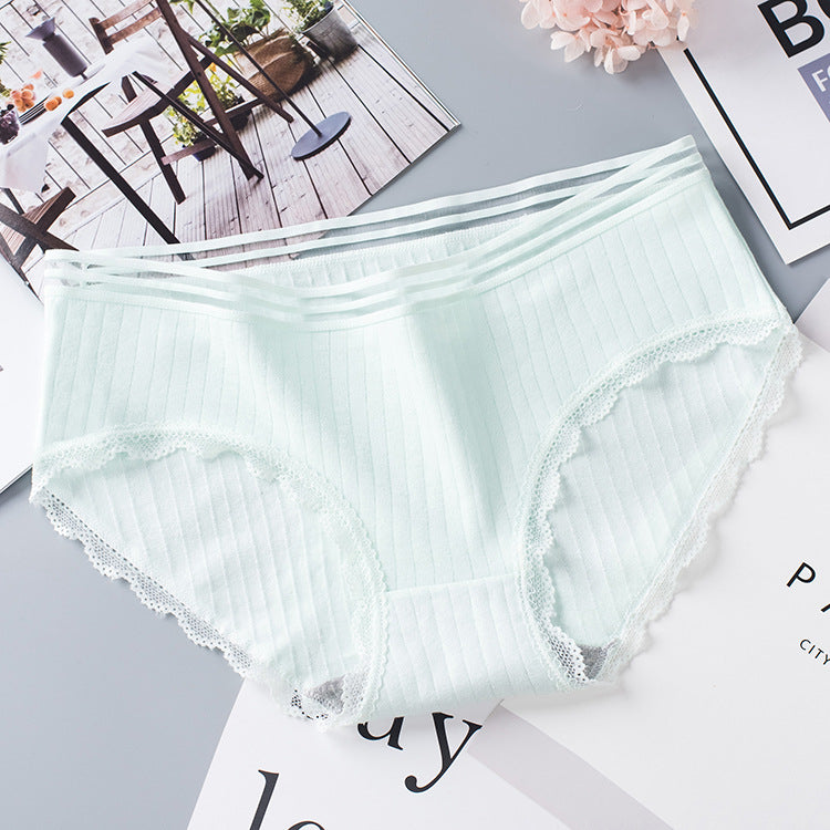 Women's Seamless Laced Mid Waist Briefs