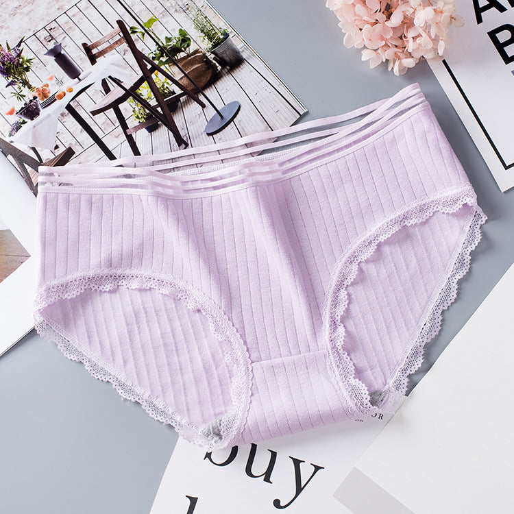 Women's Seamless Laced Mid Waist Briefs