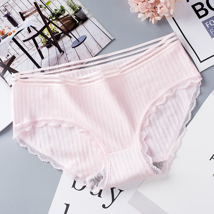 Women's Seamless Laced Mid Waist Briefs