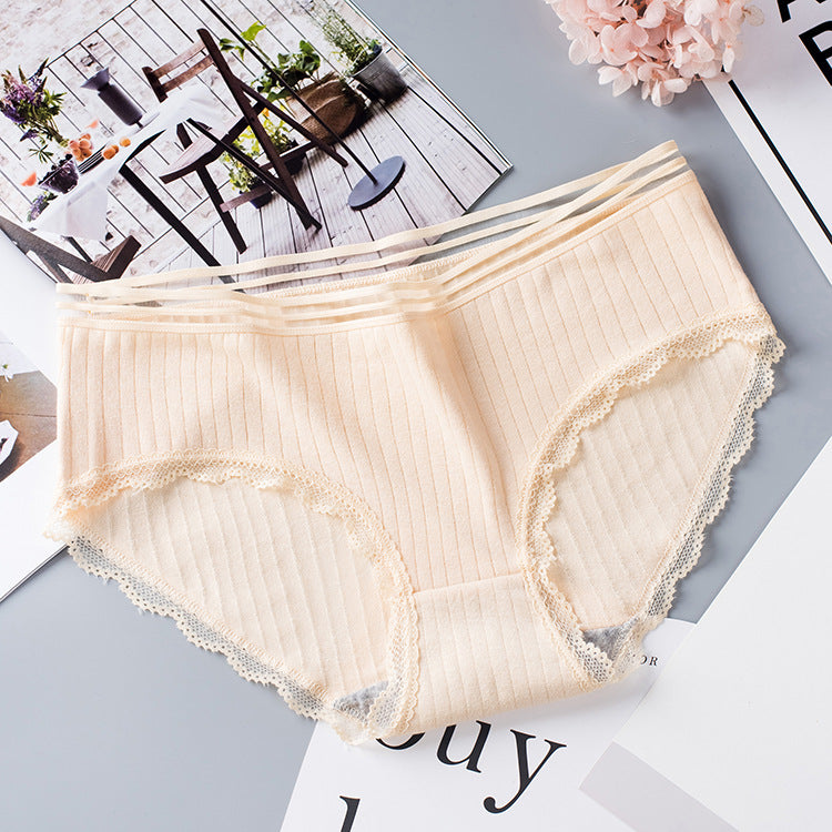 Women's Seamless Laced Mid Waist Briefs