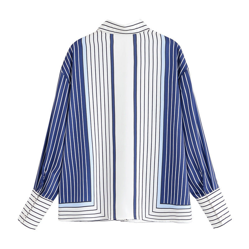 Women's Striped Patchwork Shirt and Casual Pants