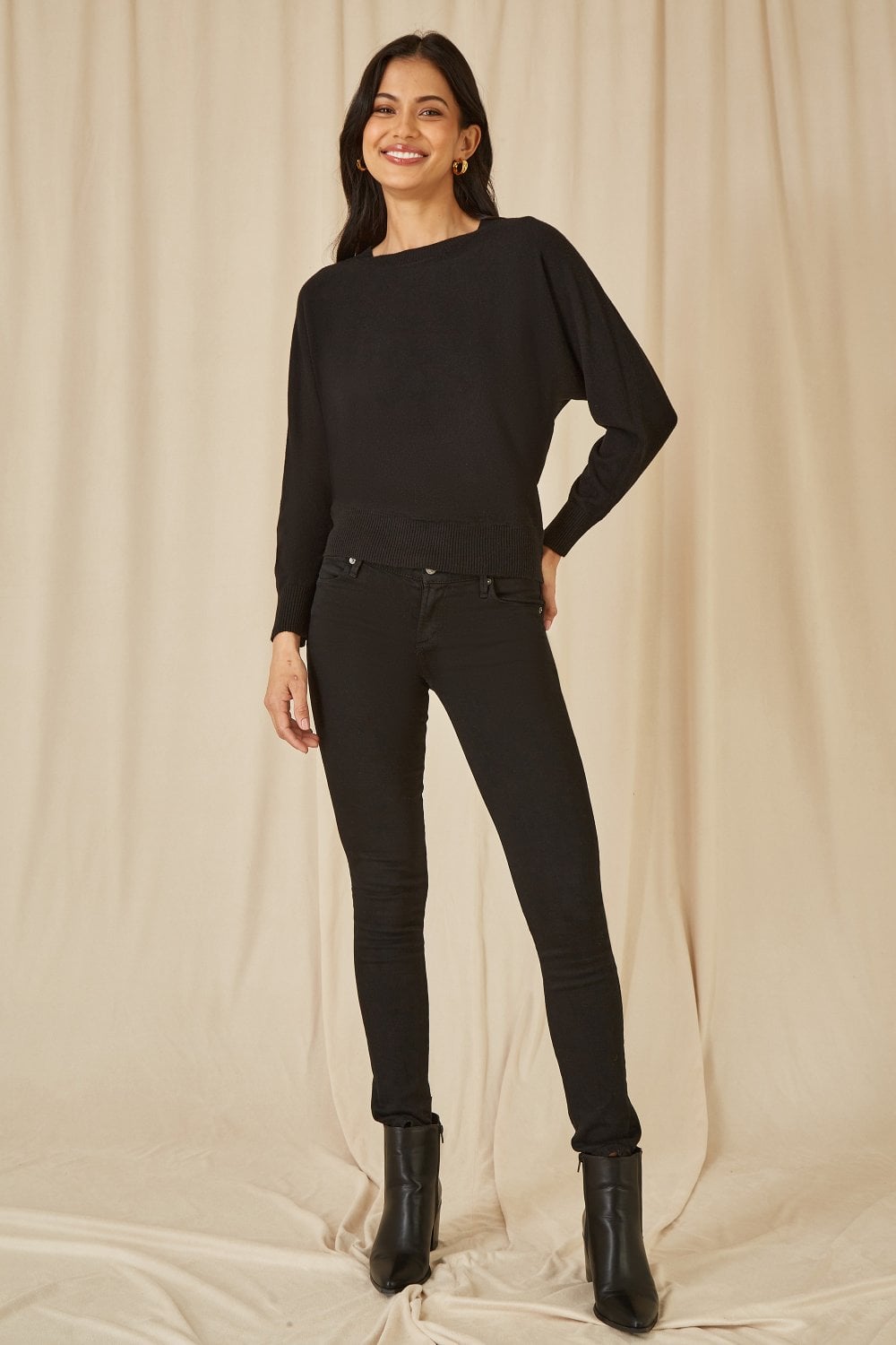 Yumi Black Knitted Batwing Jumper