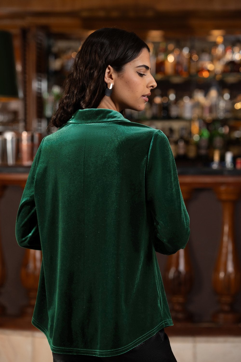 Yumi Green Velvet Relaxed Fit Shirt