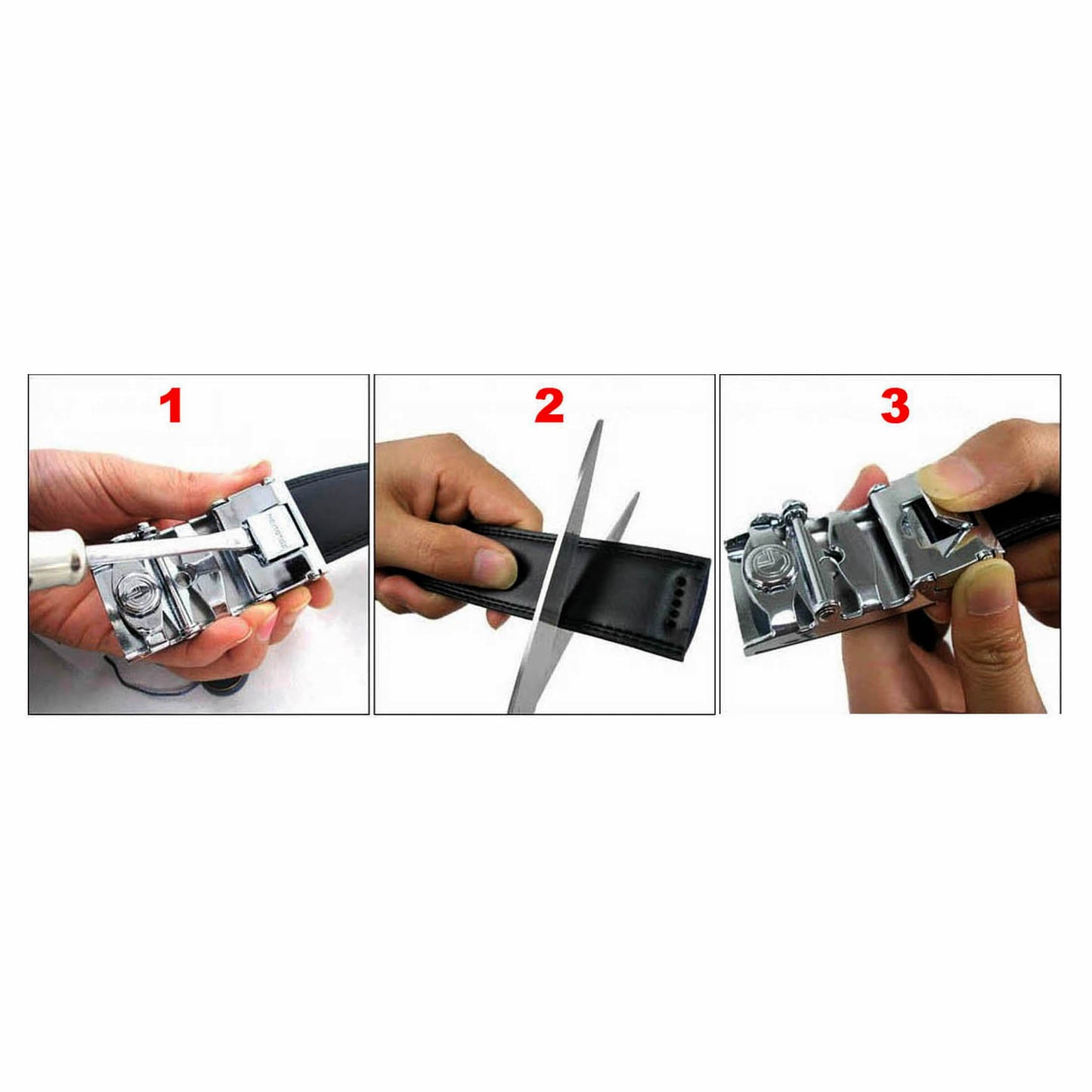 QHA Mens Ratchet Leather Belt Automatic Buckle 35mm Wide Q39