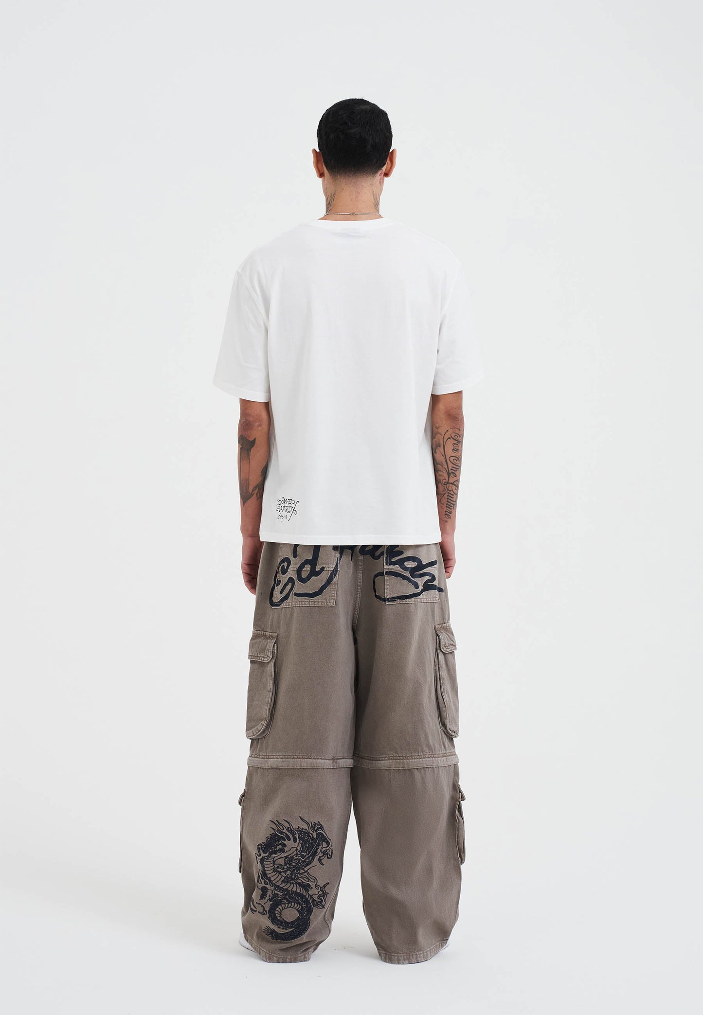Mens Drag Denim Cargo With Removable Legs Denim Trousers Jeans - Beige