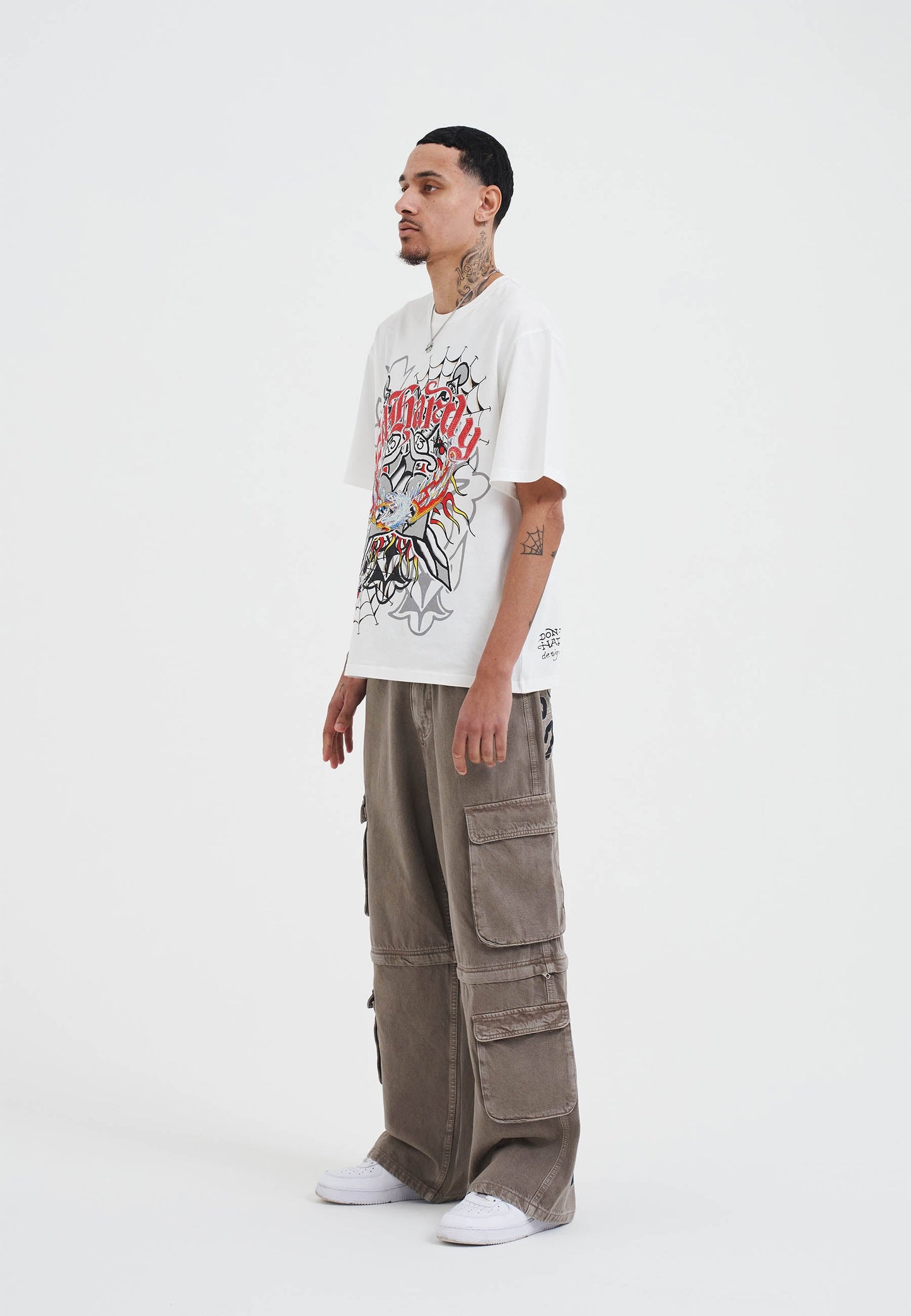 Mens Drag Denim Cargo With Removable Legs Denim Trousers Jeans - Beige