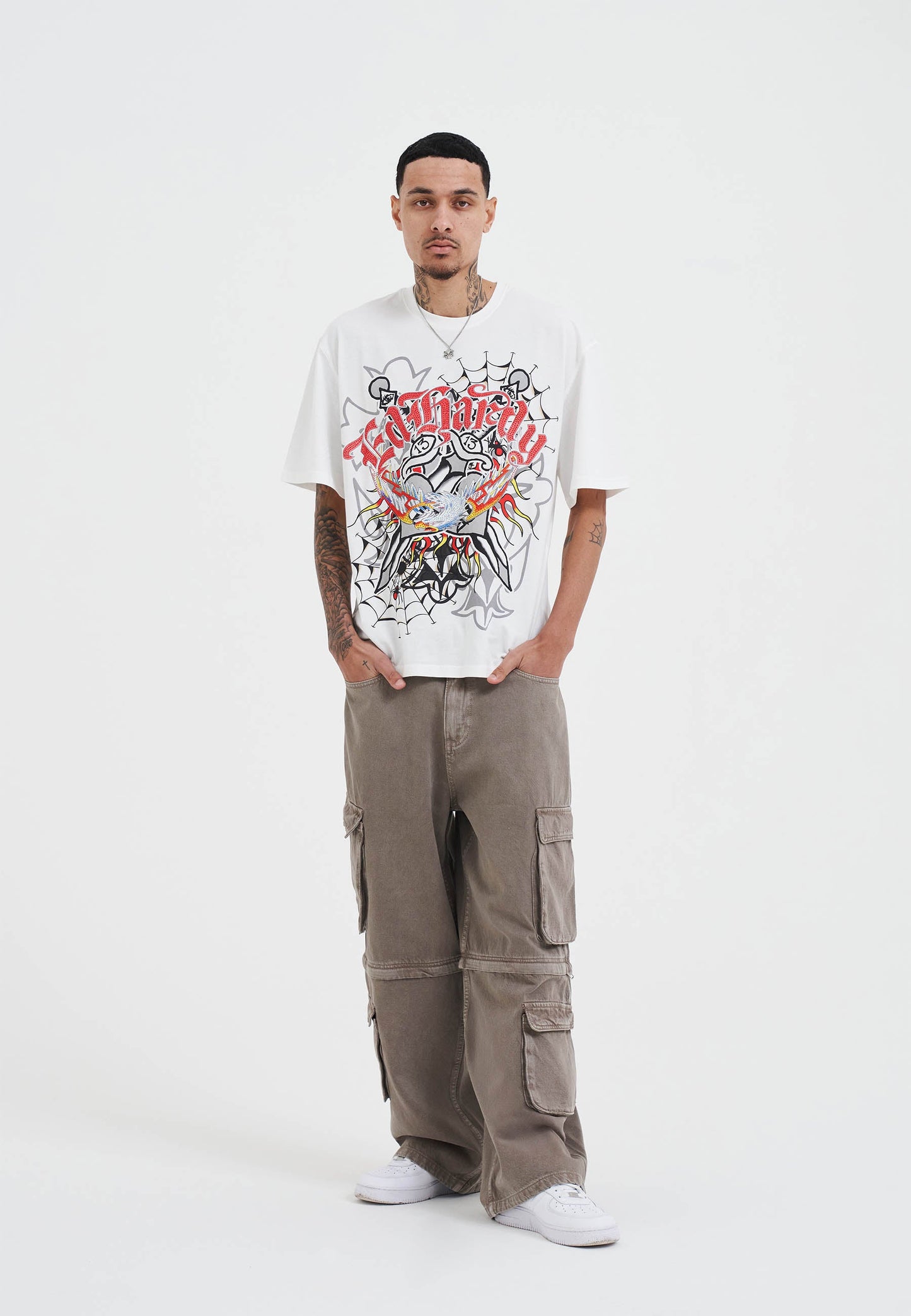 Mens Drag Denim Cargo With Removable Legs Denim Trousers Jeans - Beige
