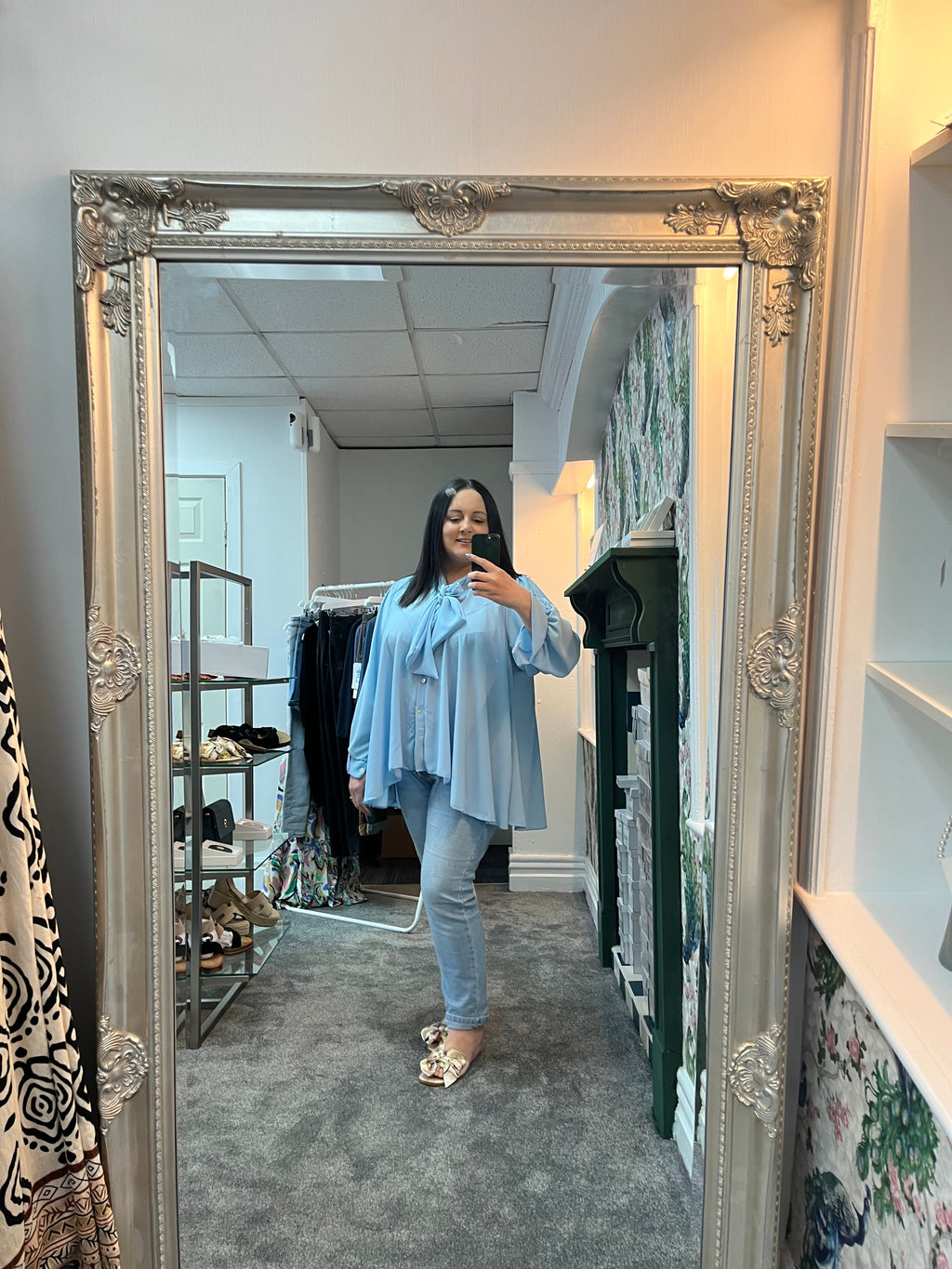 Italian Oversized Pussy Bow Blouse | Long Sleeve Button Top One Size 8-22