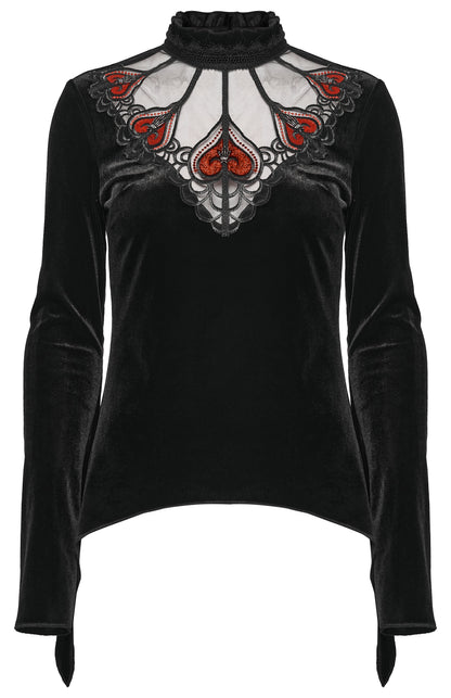 Punk Rave Belladonna Demon’s Hand Velvet T-Shirt in Red
