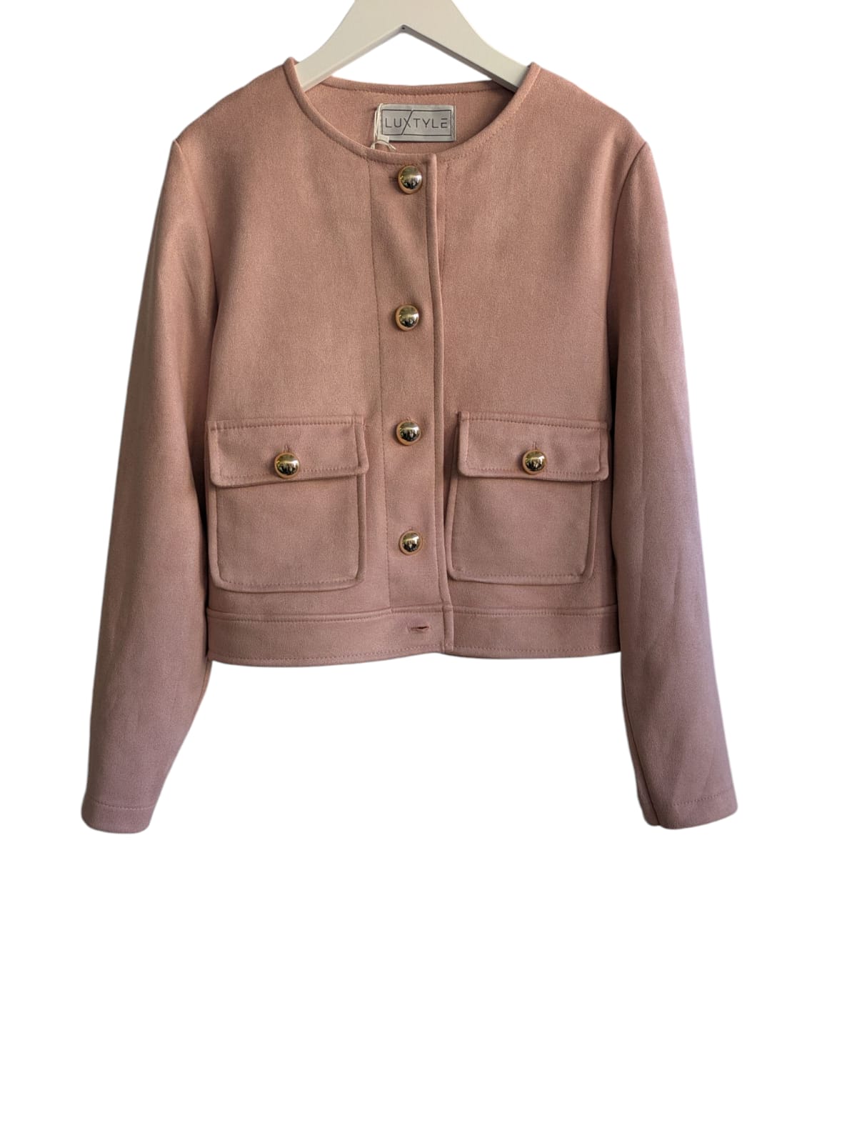 Pink Button Detail Jacket – One Size Fits Up To 14/16