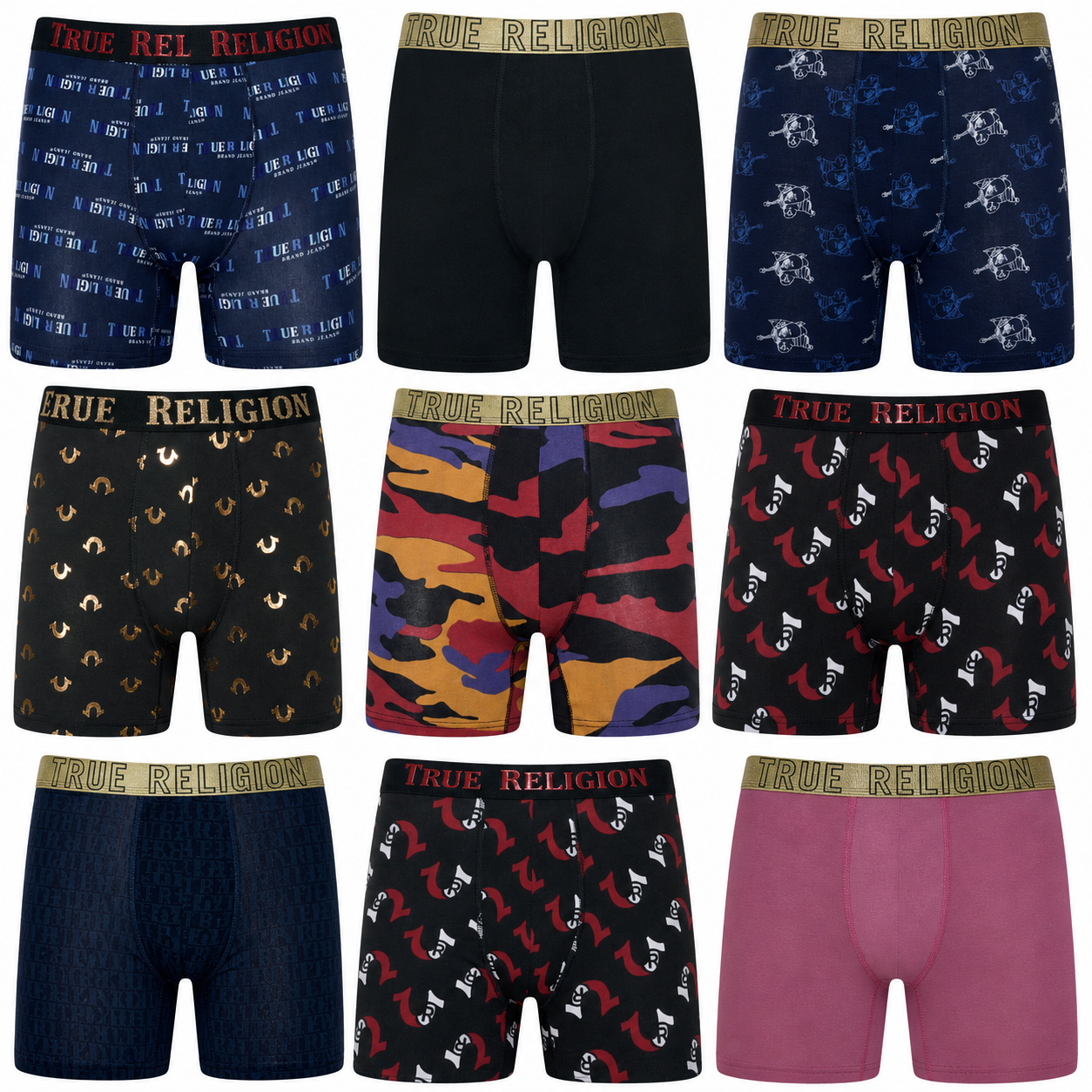 True Religion Mens Boxer Briefs 4 Pack Cotton Stretch Trunks Multipack - QHA UK