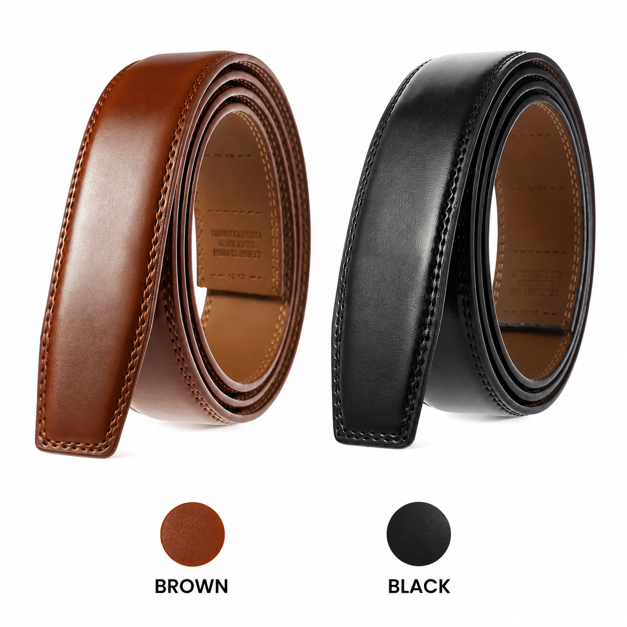 Mens Cowhide Genuine Split Leather Belt Strap No Buckle for Automatic Buckle