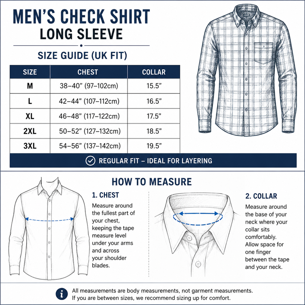 Mens Brushed Cotton Check Shirt Long Sleeve Button Casual Flannel Top - QHA UK
