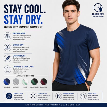 Mens Unisex Quick Dry Ice Silk T-Shirt Breathable Summer Sports Tee S-4XL