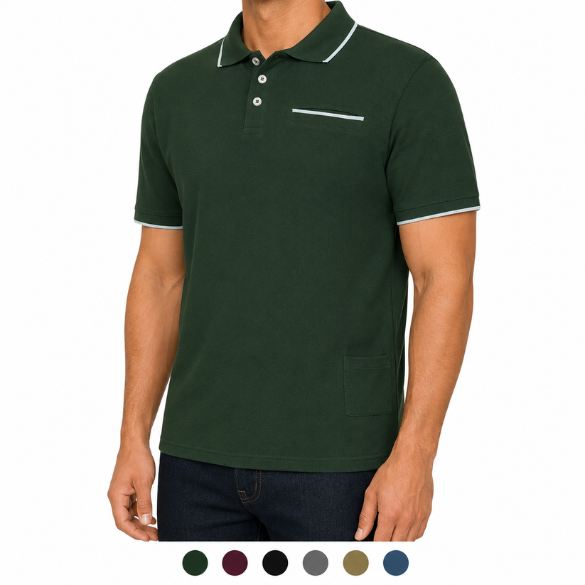 Evryone Mens Cotton Contrast Tipped Polo Shirt Short Sleeve S-2XL 6 Colours