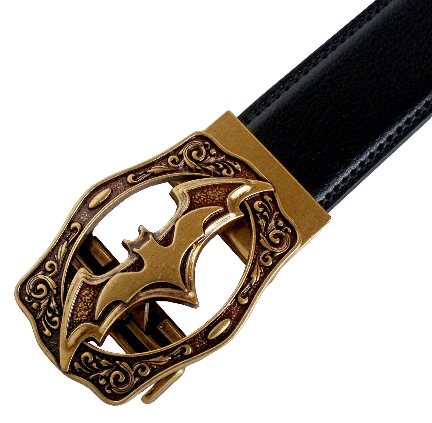 QHA Mens Ratchet Leather Belt Bat Automatic Buckle 35mm Wide Q18