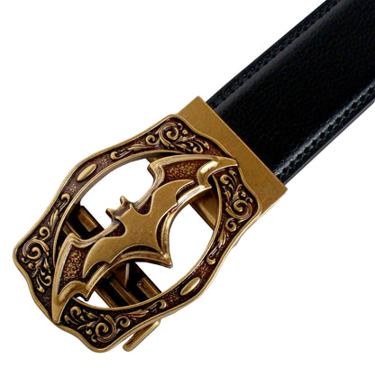 Mens Bat Buckle Ratchet Belt Leather Auto Lock Adjustable QHA Q18 UK