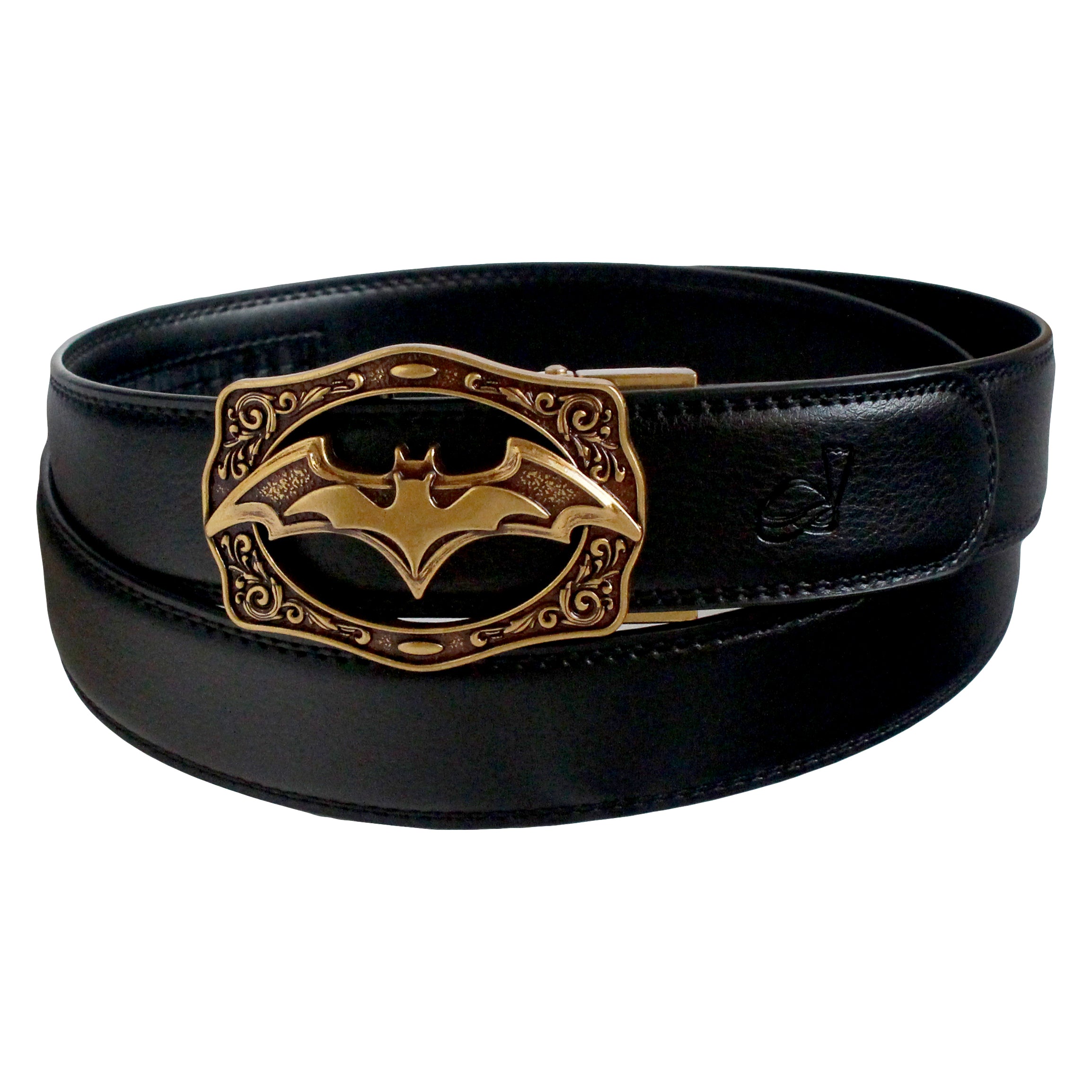 QHA Mens Ratchet Leather Belt Bat Automatic Buckle 35mm Wide Q18