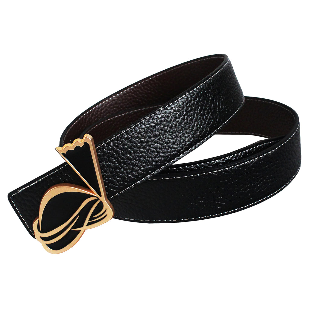 QHA Mens Reversible Leather Belt Designer Turban Buckle for Men 38mm Wide Q20