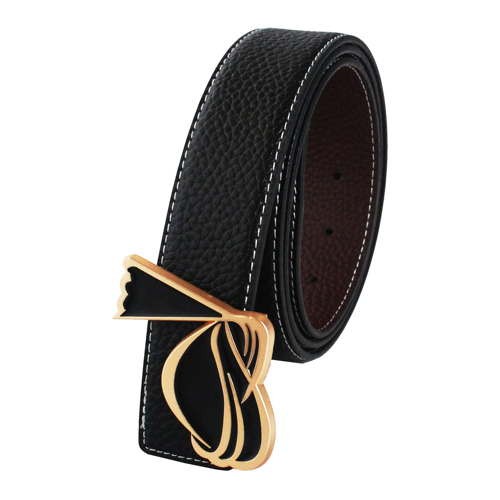 QHA Mens Reversible Leather Belt Designer Turban Buckle for Men 38mm Wide Q20