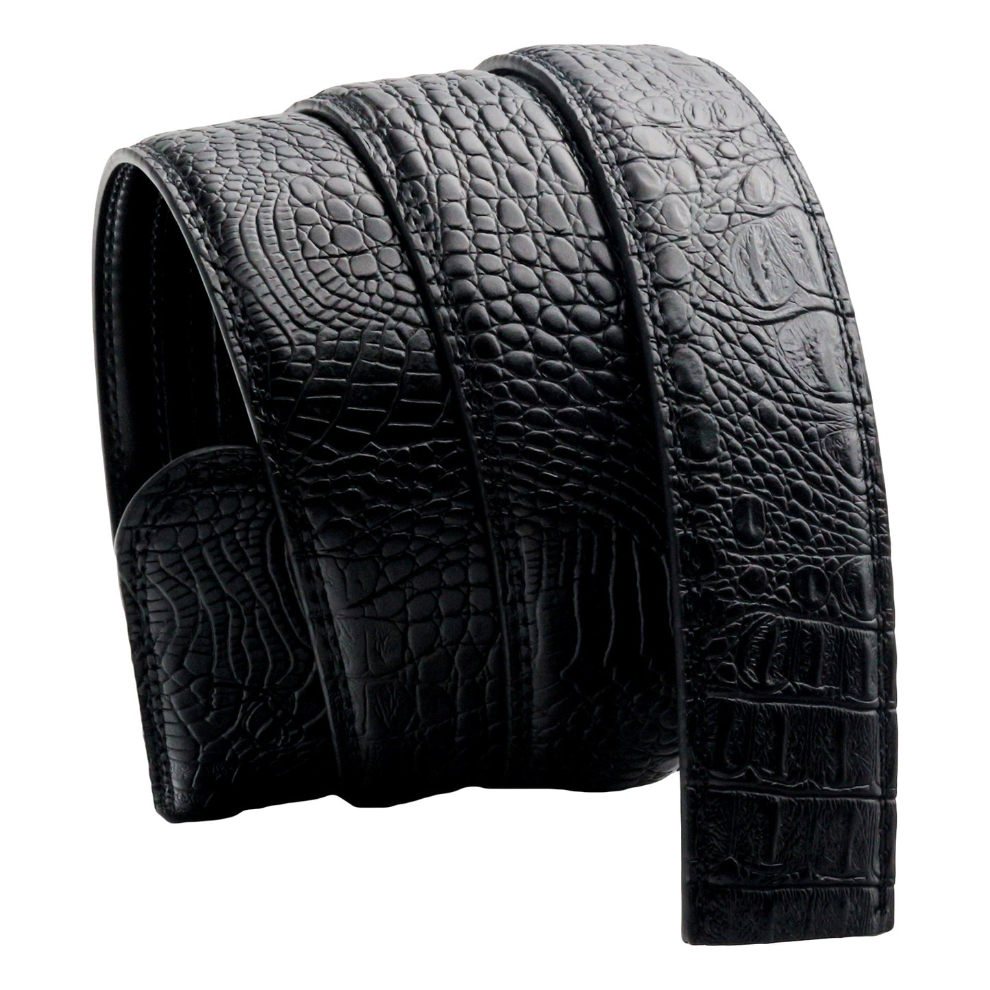QHA Mens Leather Belts Alligator Style Automatic Ratchet Belt Strap no Buckle Q05