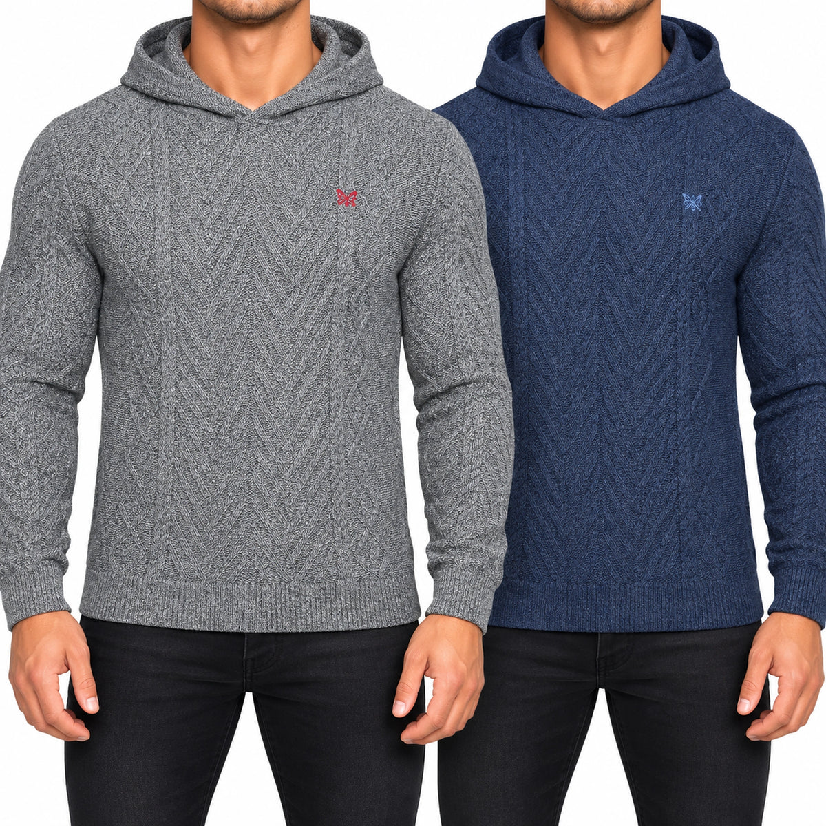 Crew Clothing Company Men's Cable Knit Pullover Hoodie, Regular Fit