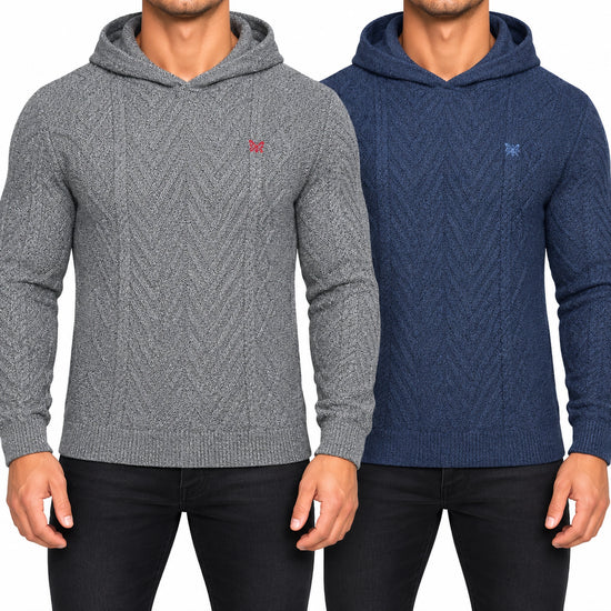 Crew Clothing Company Men's Cable Knit Pullover Hoodie, Regular Fit