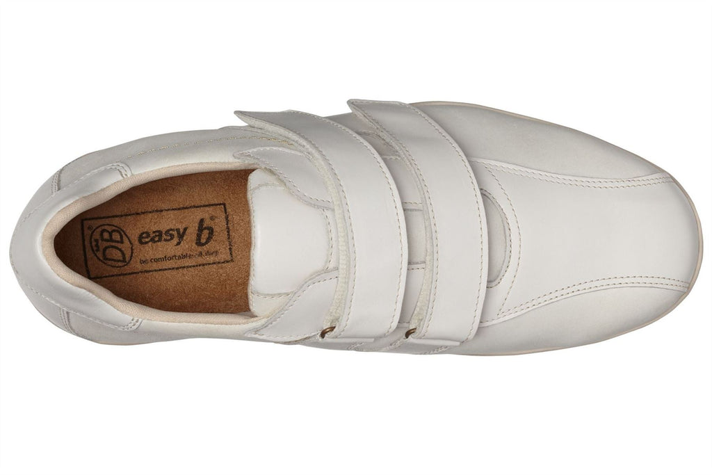 DB Mens Wide Fit (2V) Twin Stripe Velcro Trainers in White in Size 7, 14,