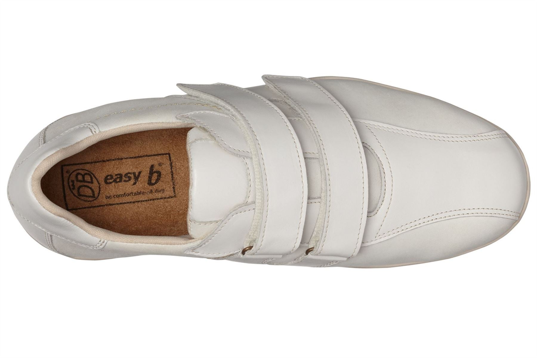 DB Mens Wide Fit (2V) Twin Stripe Velcro Trainers in White in Size 7, 14,