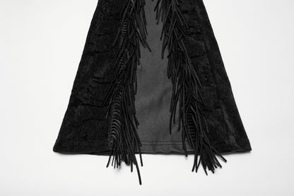 Punk Rave Morrigan Wasteland Tassel Flare Goth Trousers In Black