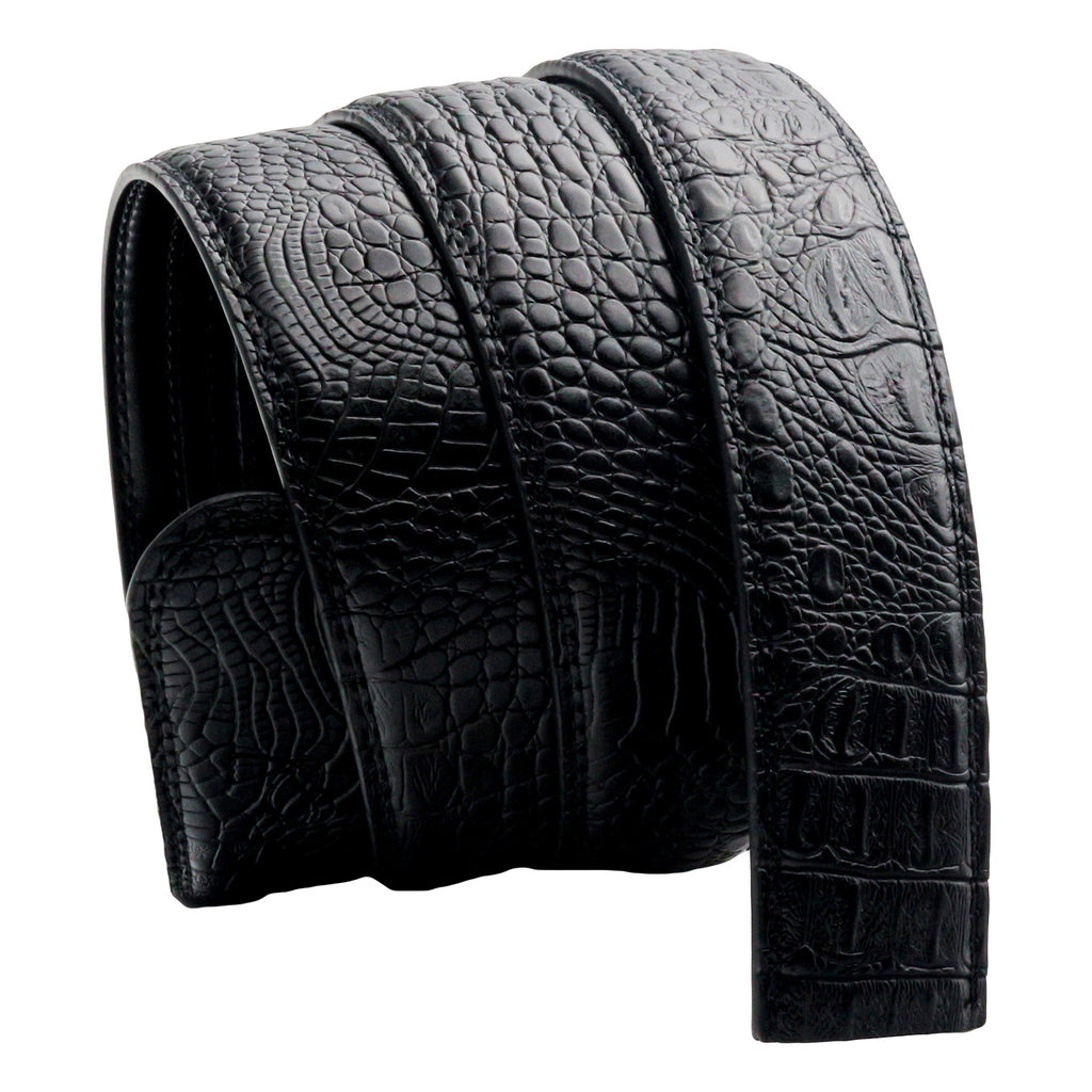 QHA Unisex Alligator Style Automatic Ratchet Belt Strap no Buckle Q05