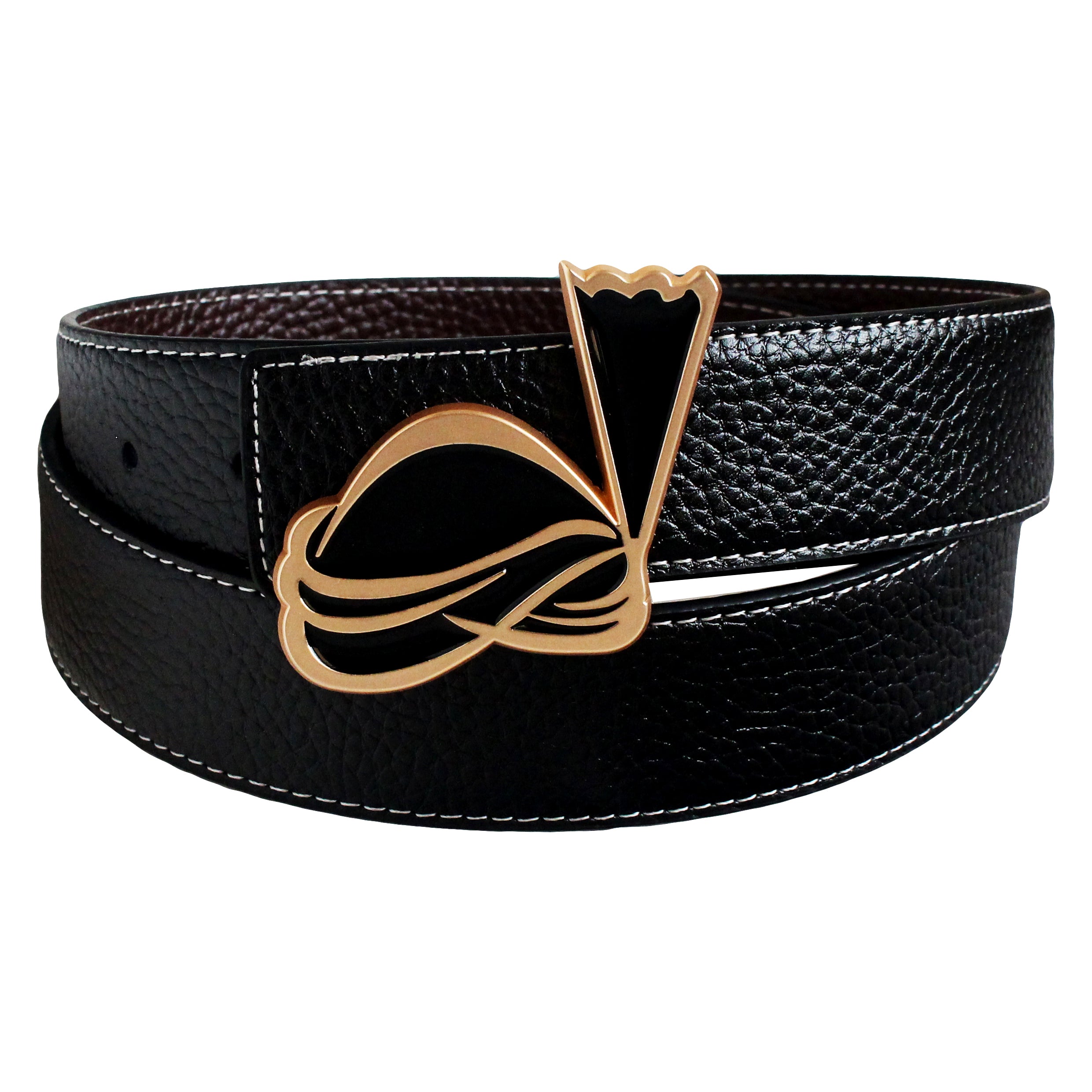 QHA Mens Reversible Leather Belt Designer Turban Buckle for Men 38mm Wide Q20