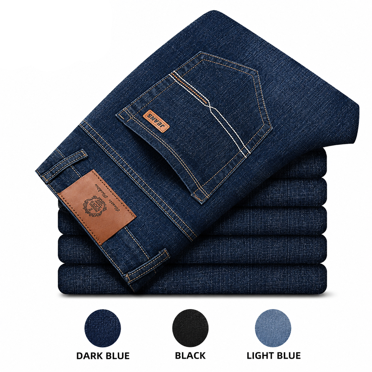 Mens Straight Stretch Jeans Slim Fit Smart Casual Work Denim Trousers