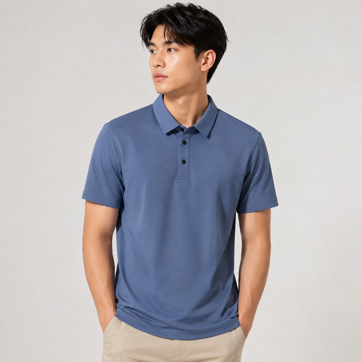 Mens Seamless Knit Polo Shirt Short Sleeve Lapel Smart Casual Top UK S-4XL