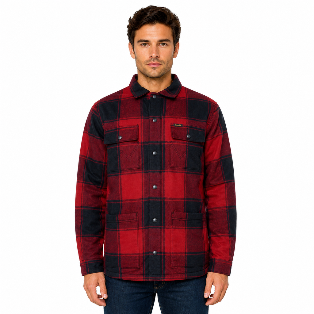 Wrangler Sherpa Flannel Shirt Jacket Heavyweight Snap Western Coat RRP: 74.99 - QHA UK