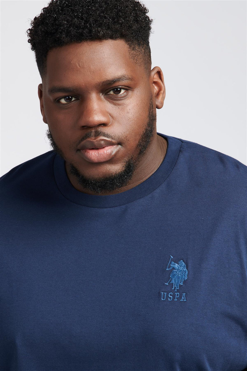 Men U.S. Polo Assn. Uspa Plain Pure Cotton T-Shirt With Large Logo Detail