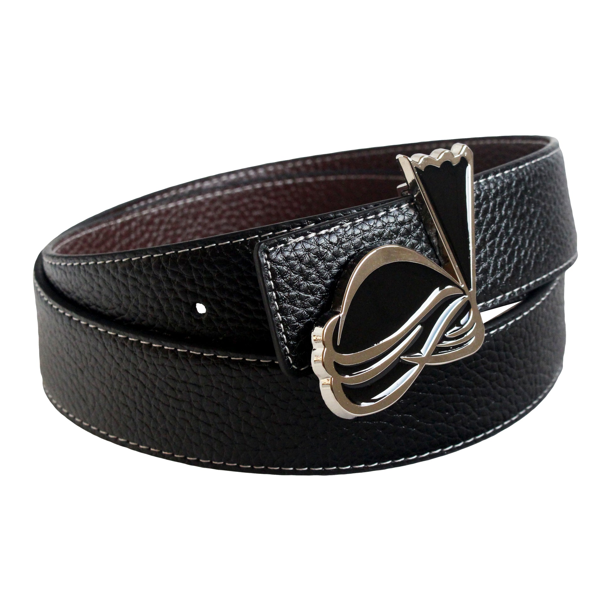 QHA Mens Reversible Leather Belt Designer Turban Buckle for Men 38mm Wide Q20