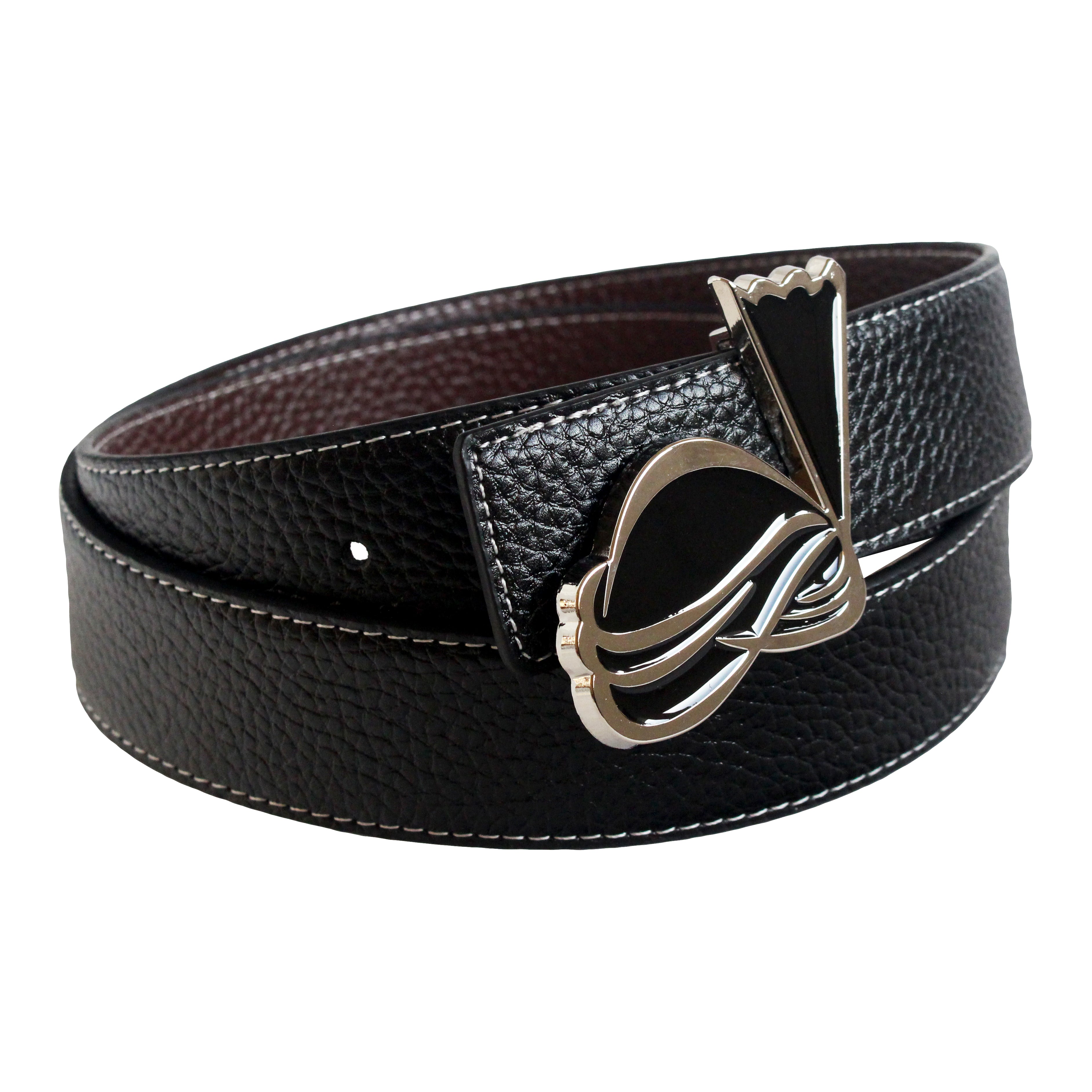 QHA Mens Reversible Leather Belt Designer Turban Buckle for Men 38mm Wide Q20