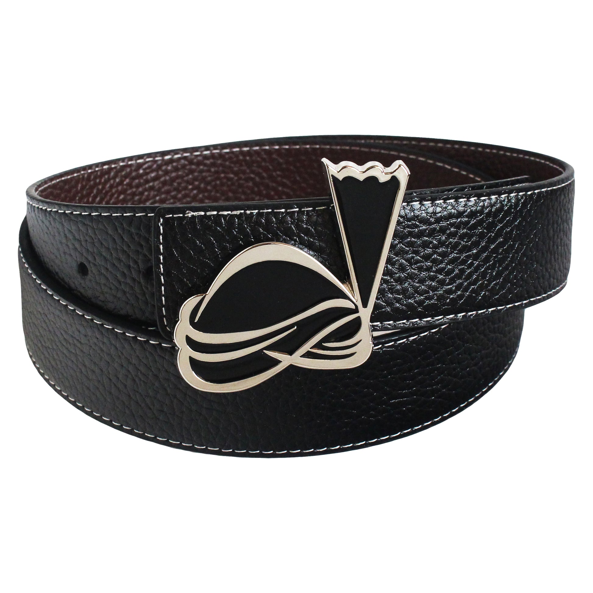 QHA Mens Reversible Leather Belt Designer Turban Buckle for Men 38mm Wide Q20