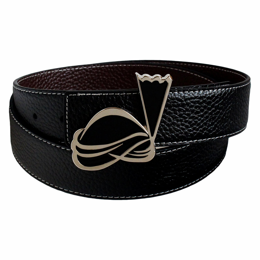 QHA Mens Reversible Leather Belt Designer Turban Buckle for Men 38mm Wide Q20