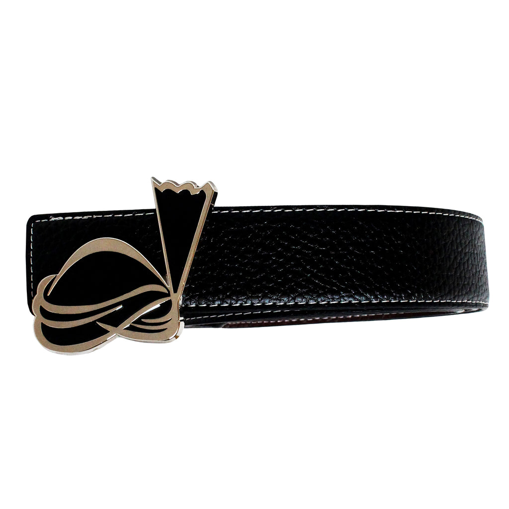 QHA Mens Reversible Leather Belt Designer Turban Buckle for Men 38mm Wide Q20