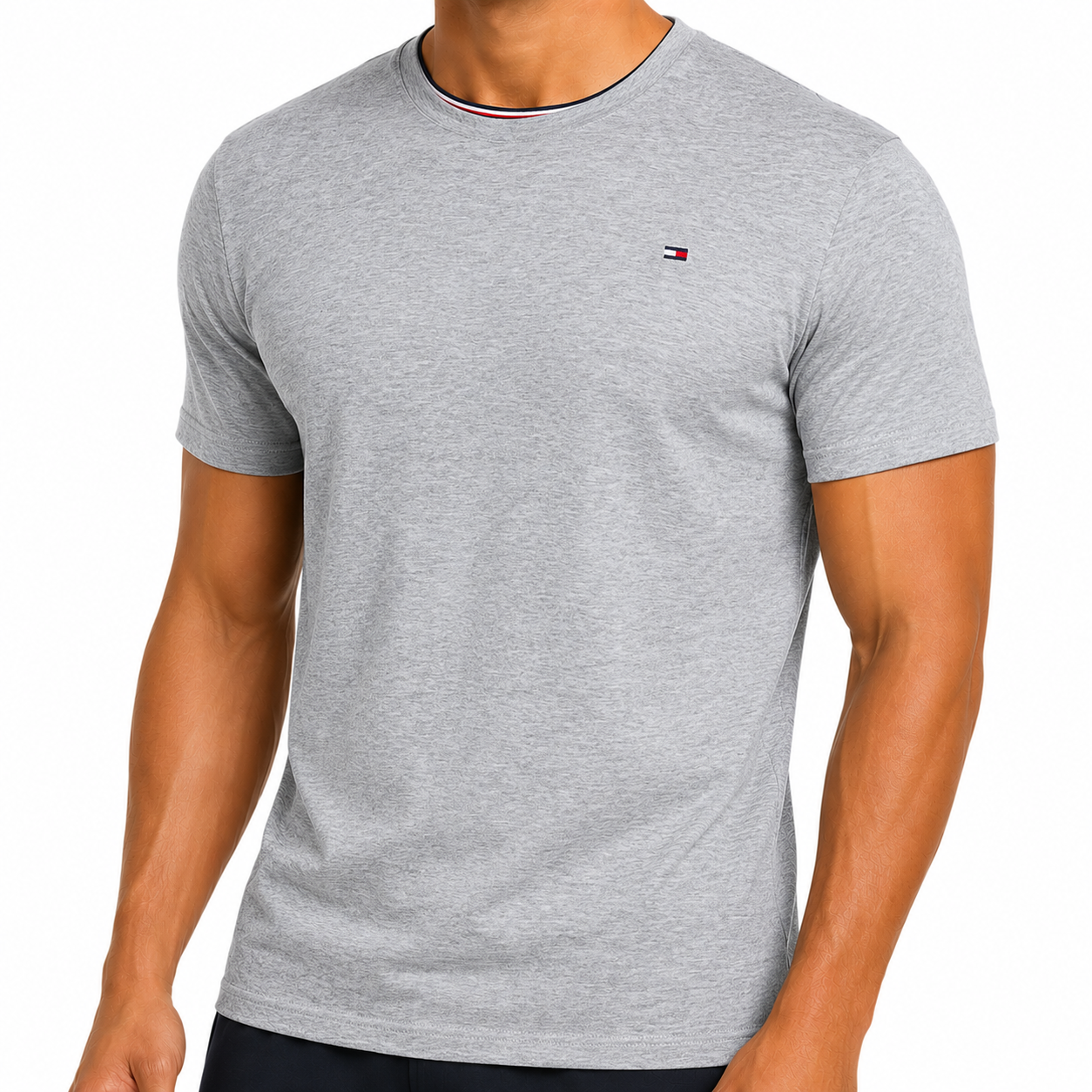 Tommy Hilfiger Mens Flag Embroidered Cotton Crew Neck T-Shirt S-2XL