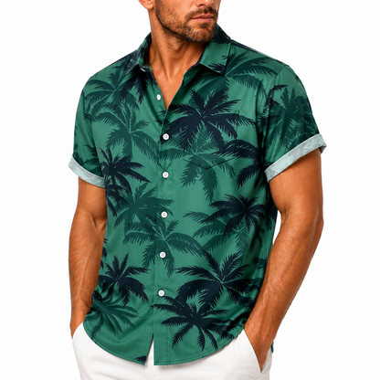 Mens 3D Leopard Print Short Sleeve Casual Summer Beach Shirt Polyester S-2XL UK