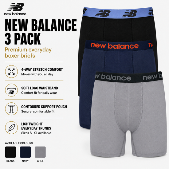 New Balance Mens Premium Stretch Boxer Briefs Trunks Underwear S-XL 3-12 Pack - QHA UK