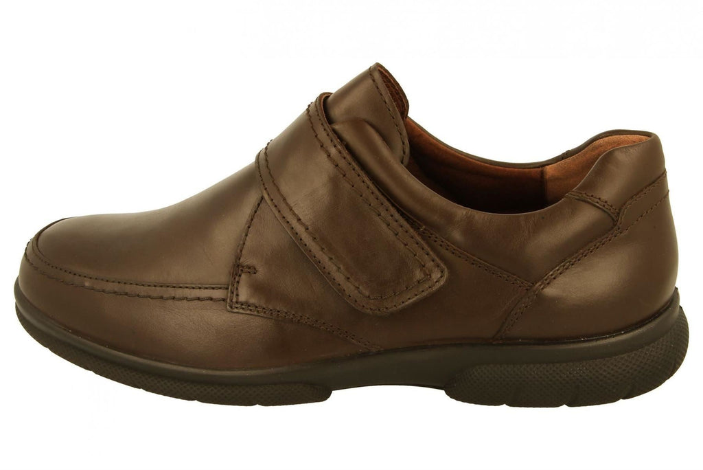 DB Mens Extra Wide Fit Touch Strap Leather Shoes in Brown Size 14
